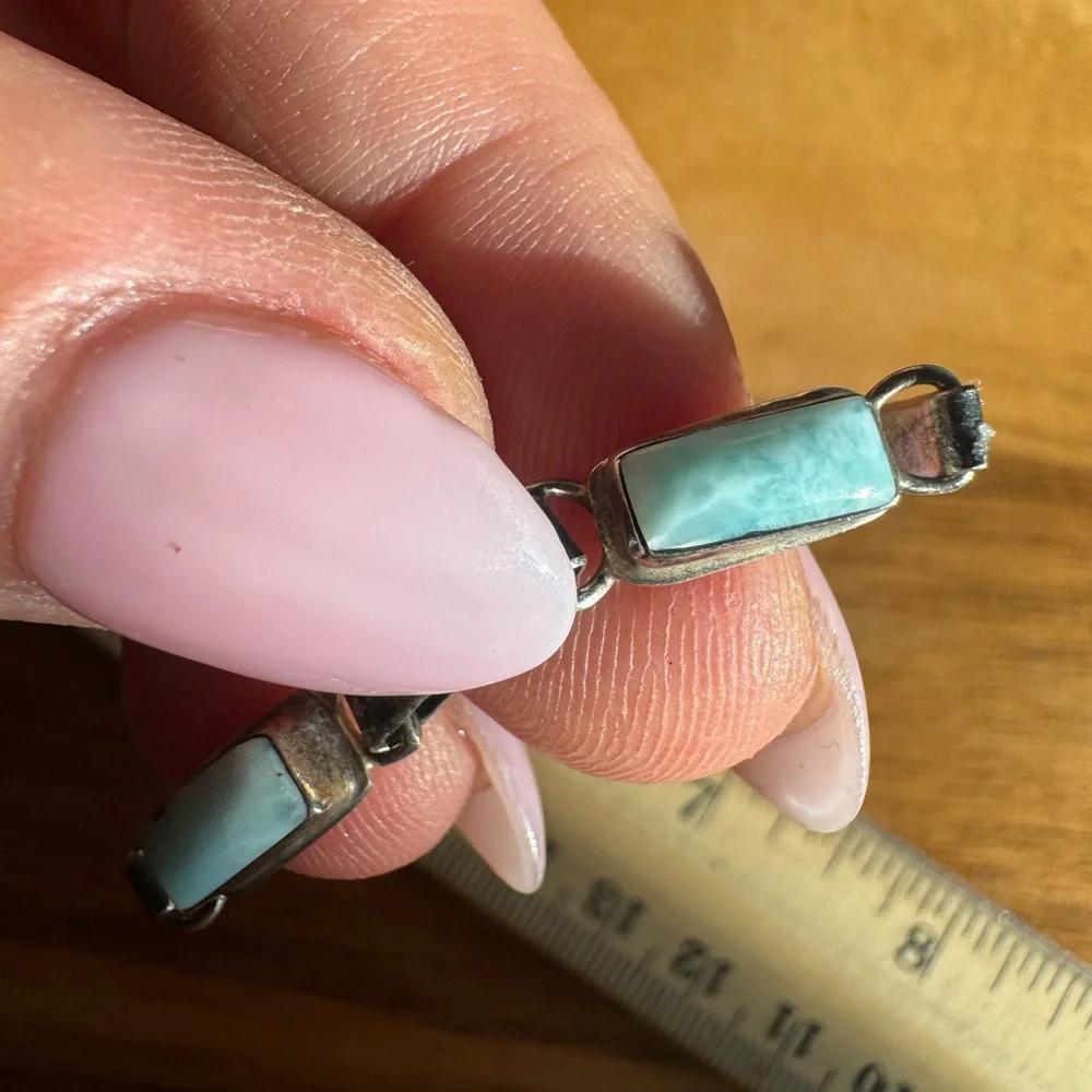 Sterling Silver and Larimar Bracelet 6.75